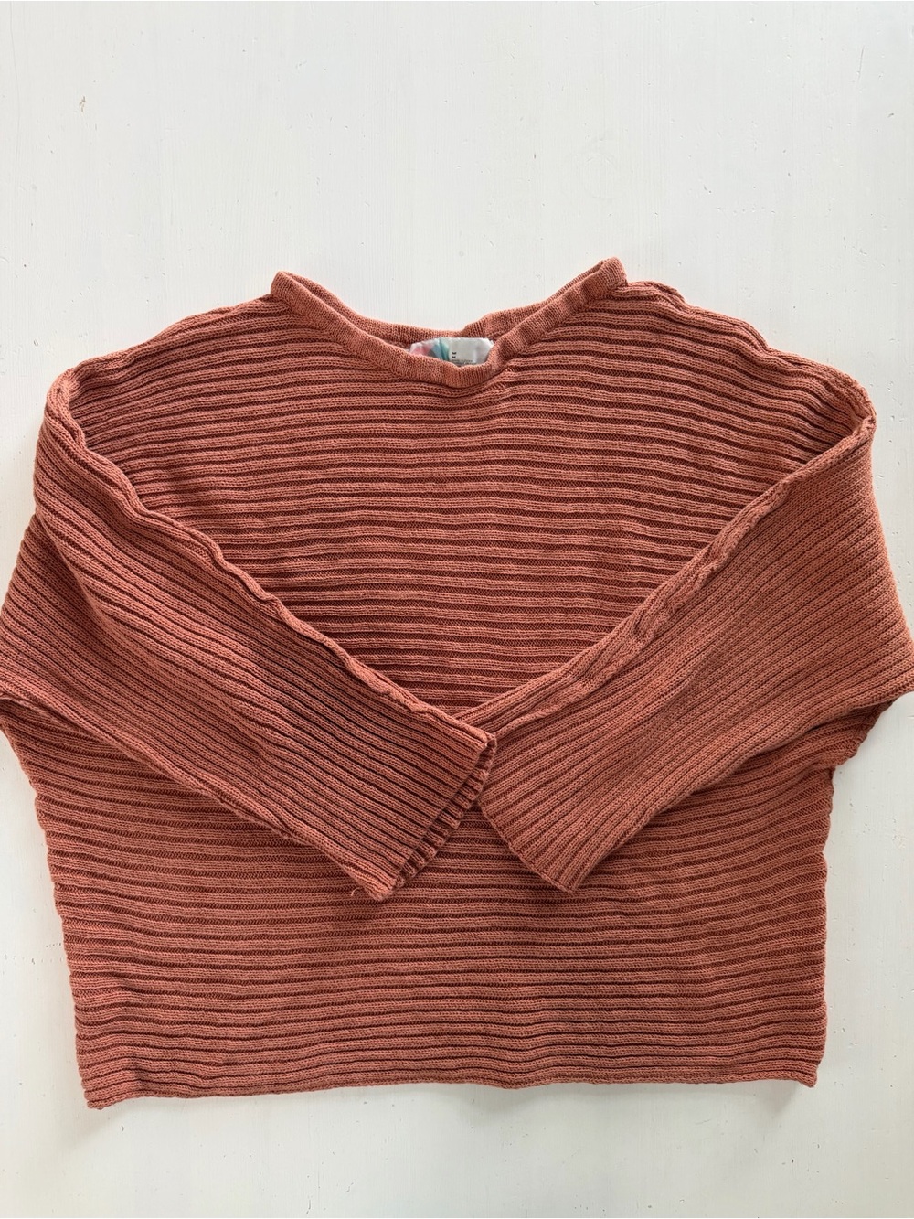 Free People Beach Knit Set Rust Orange Ribbed Size M Matching Set - Picture 5 of 11